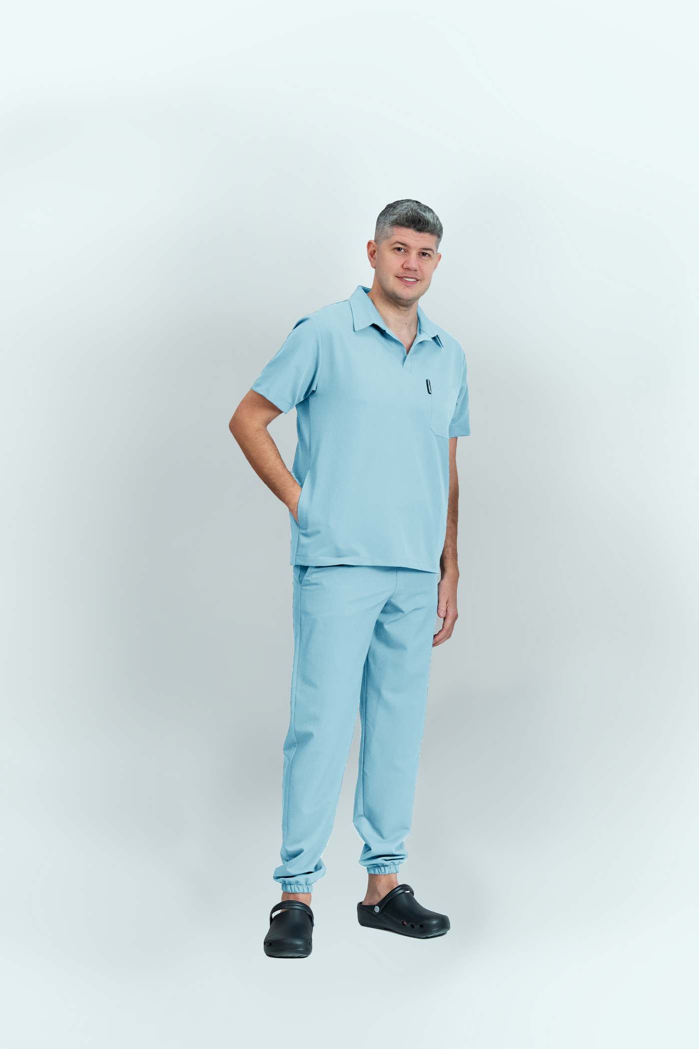 Costum medical Signature Polo Barbat - Baby Blue
