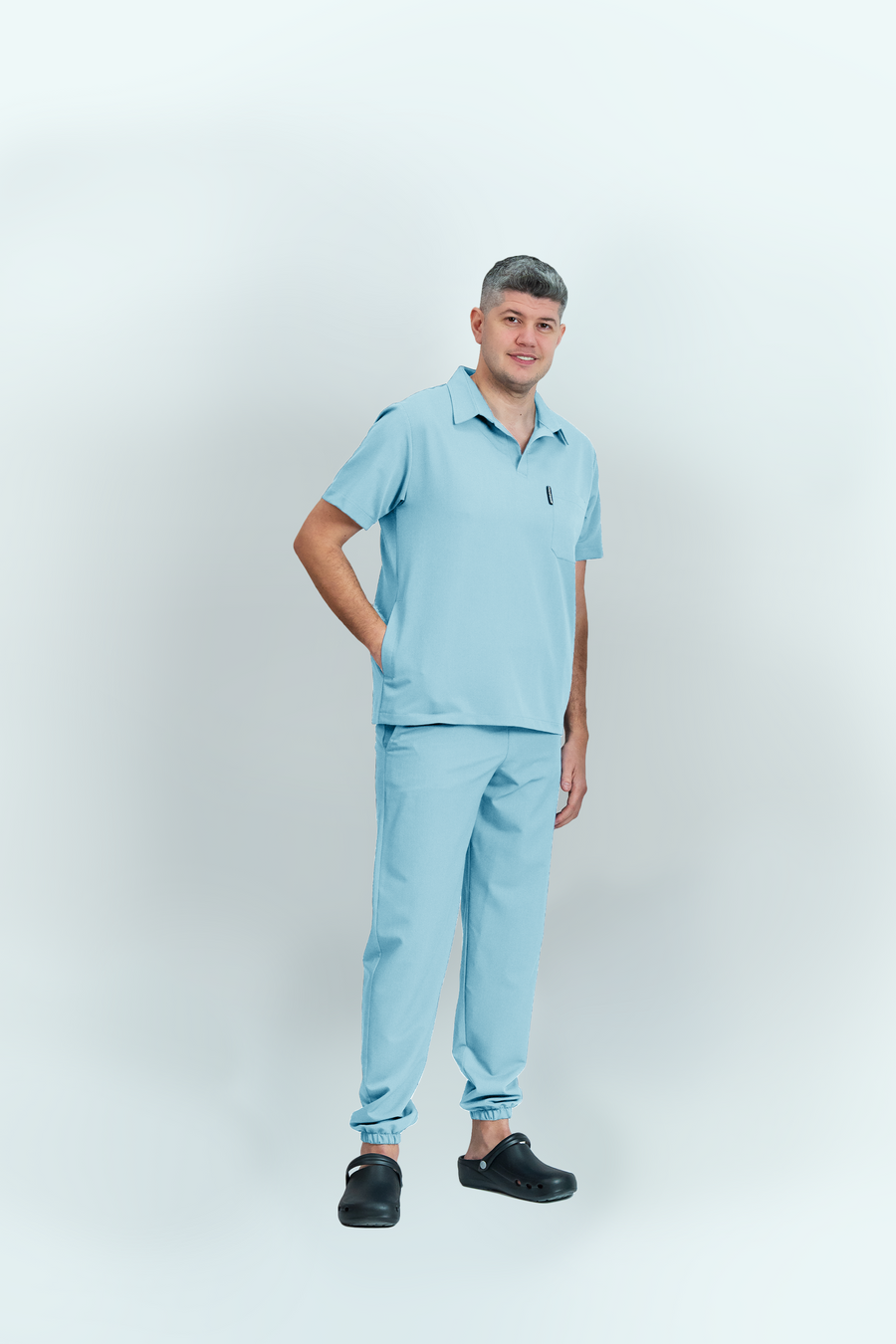 Costum medical Signature Polo Barbat - Baby Blue