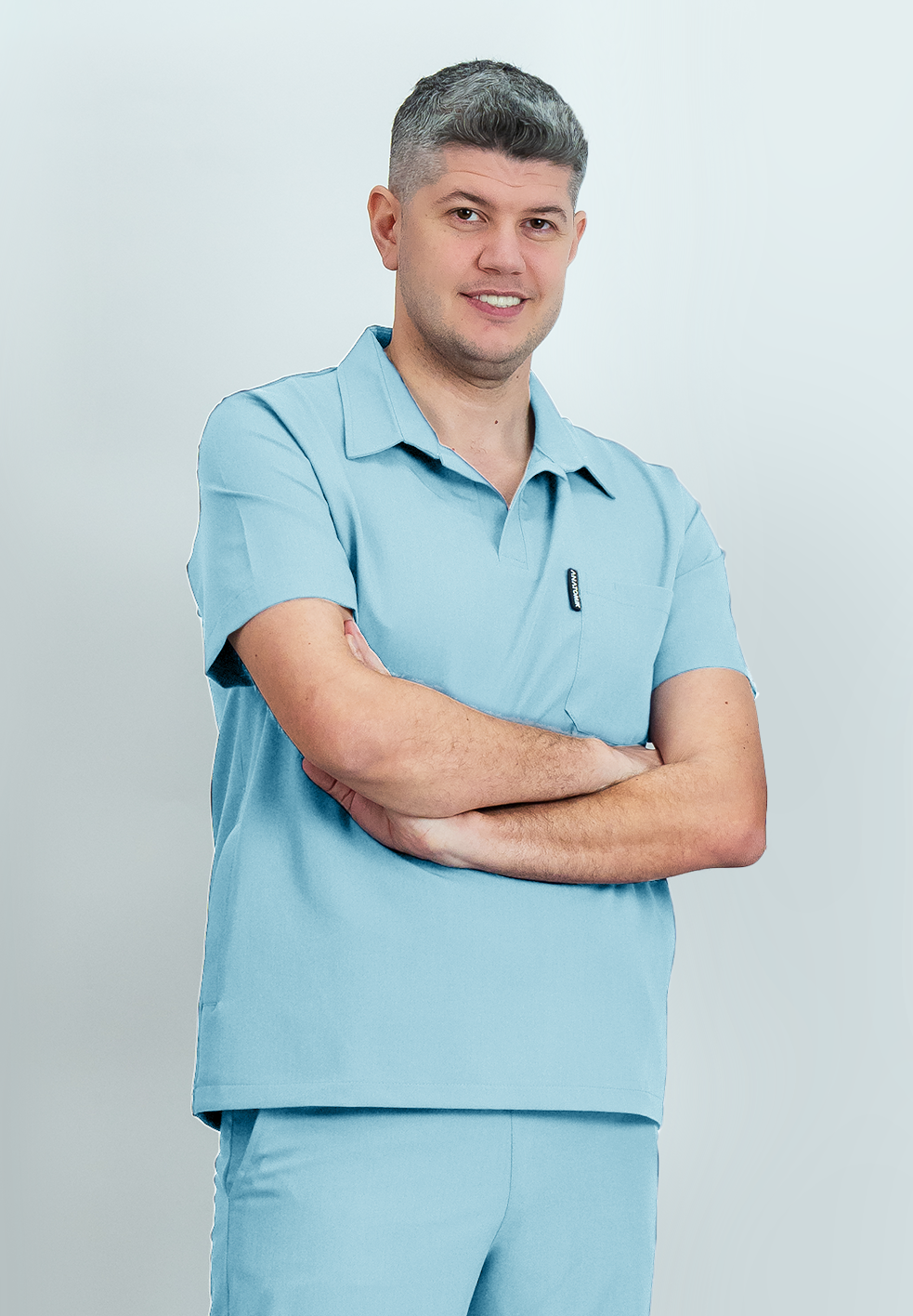 Bluză medicală Signature Polo Barbat - Baby Blue