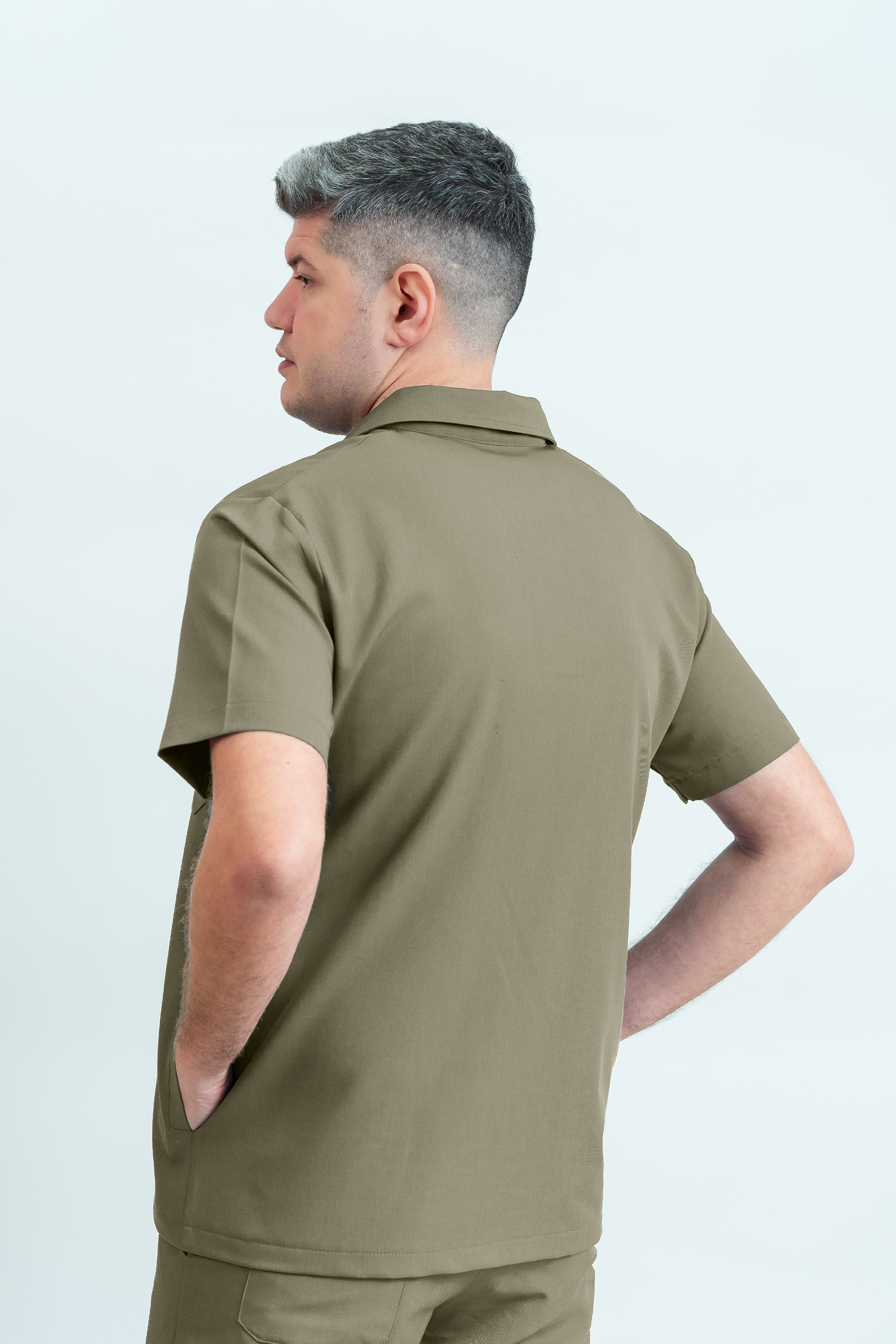Bluză medicală Signature Polo Barbat - Beige Green