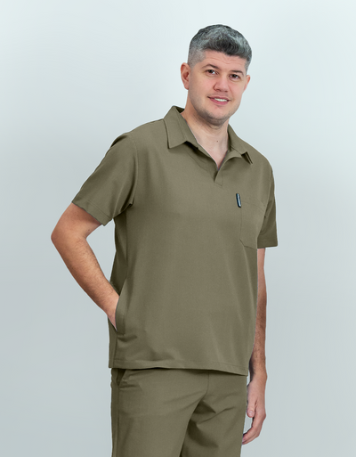 Bluză medicală Signature Polo Barbat - Beige Green