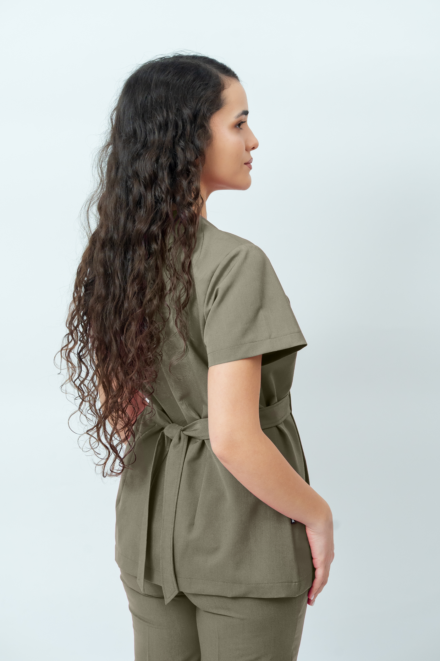 Bluză medicală Signature Wrap Dama - e Beige Green