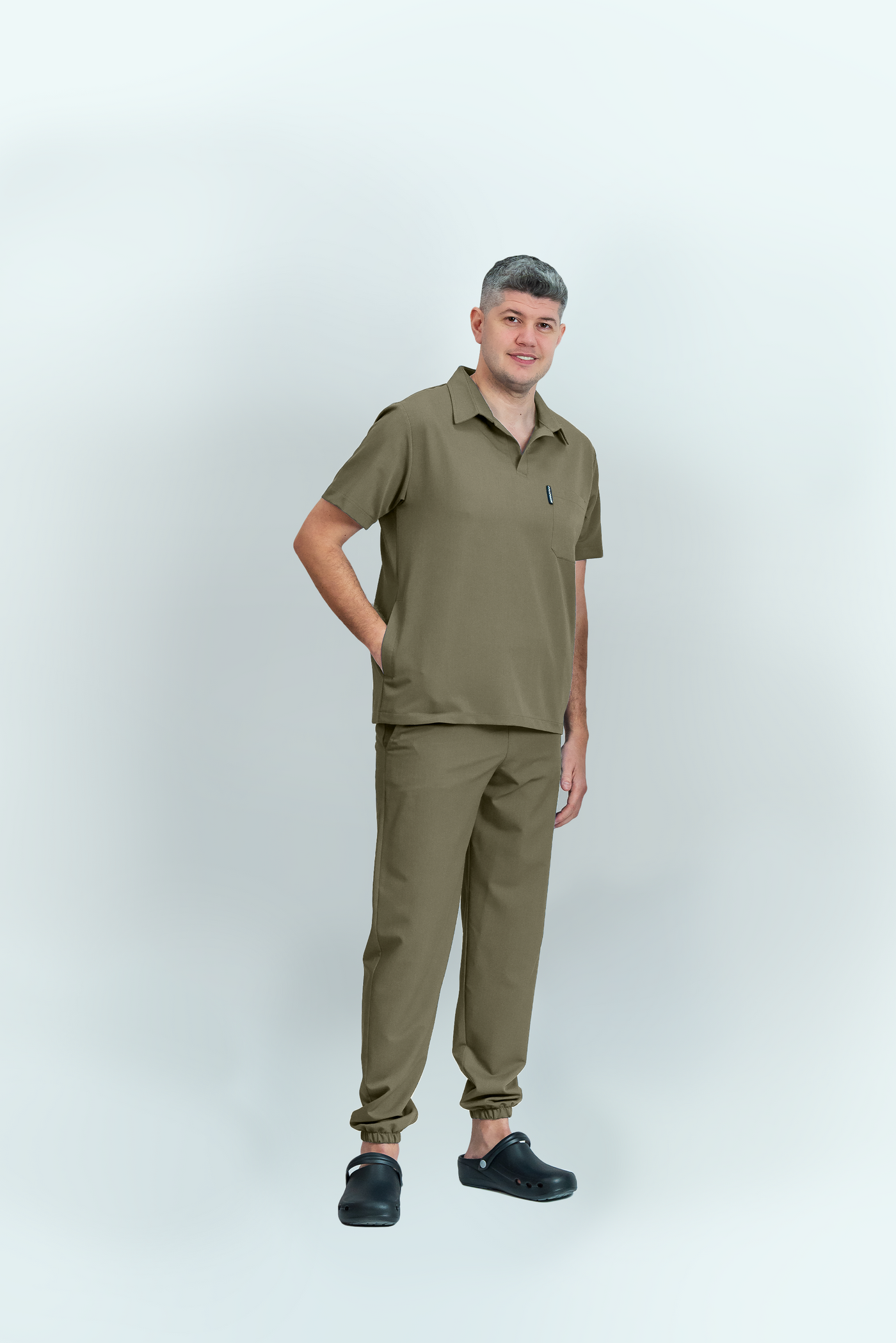 Costum medical Signature Polo Barbat - Beige Green