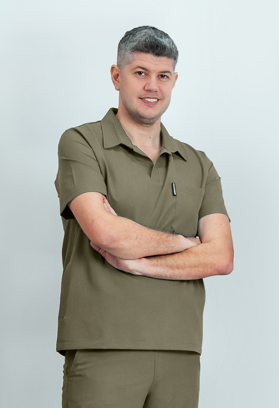 Bluză medicală Signature Polo Barbat - Beige Green