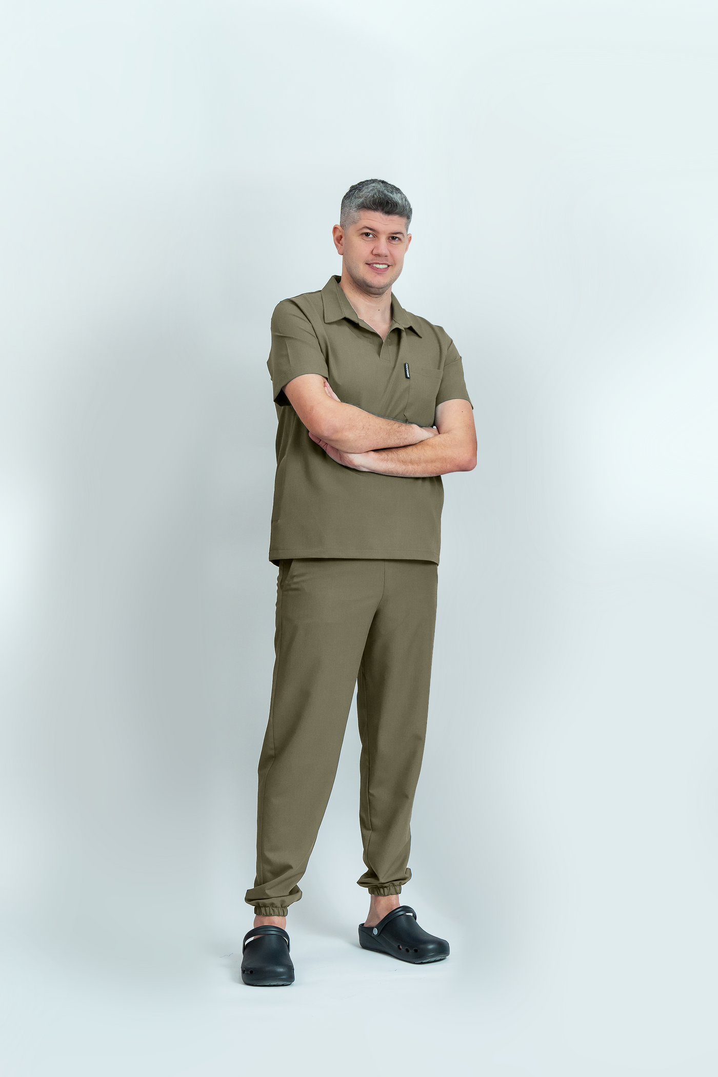Costum medical Signature Polo Barbat - Beige Green