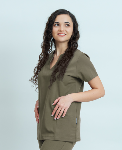 Bluză medicală Signature Minimal Dama - Beige Green