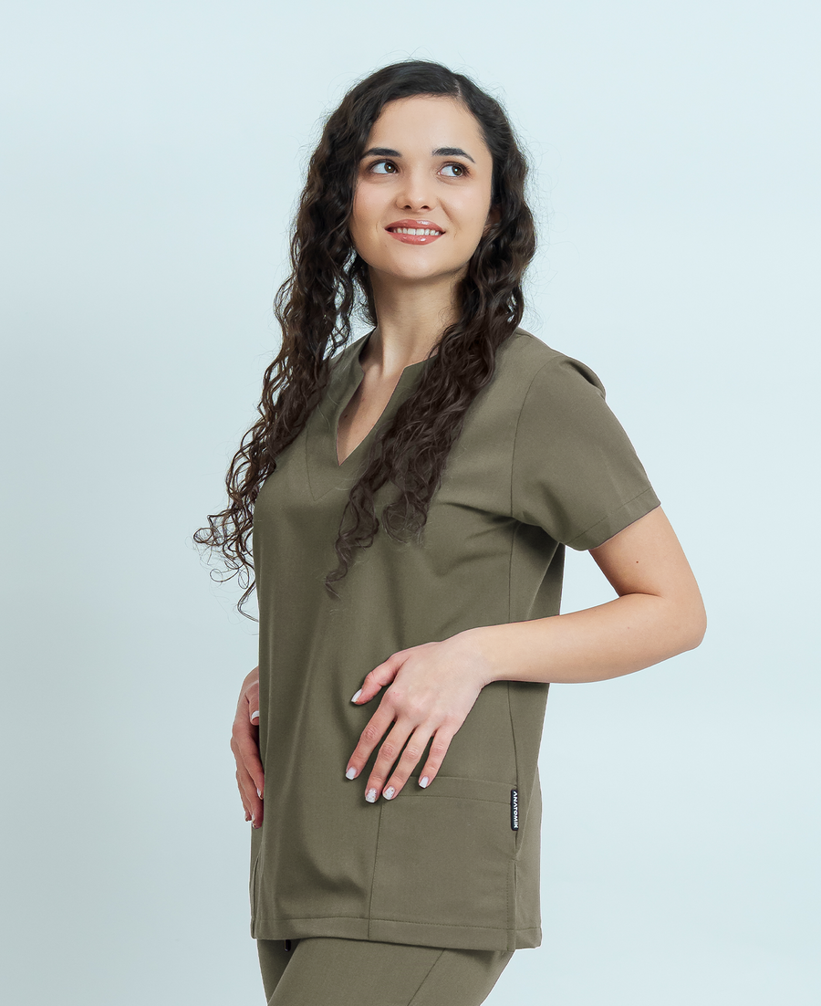 Bluză medicală Signature Minimal Dama - Beige Green