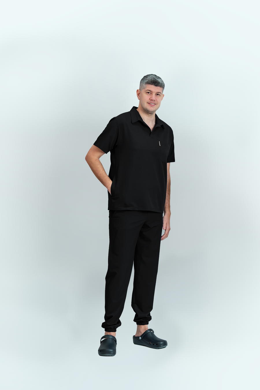 Costum medical Signature Polo Barbat - Black