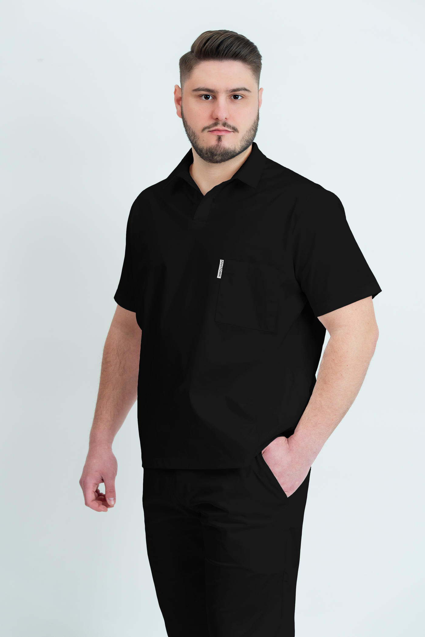 Costum medical Core Polo Barbat - Black