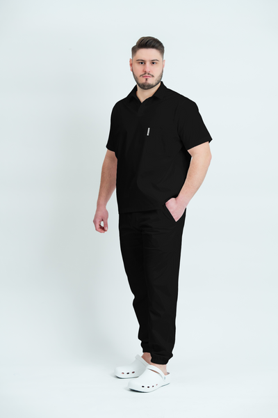 Costum medical Core Polo Barbat - Black