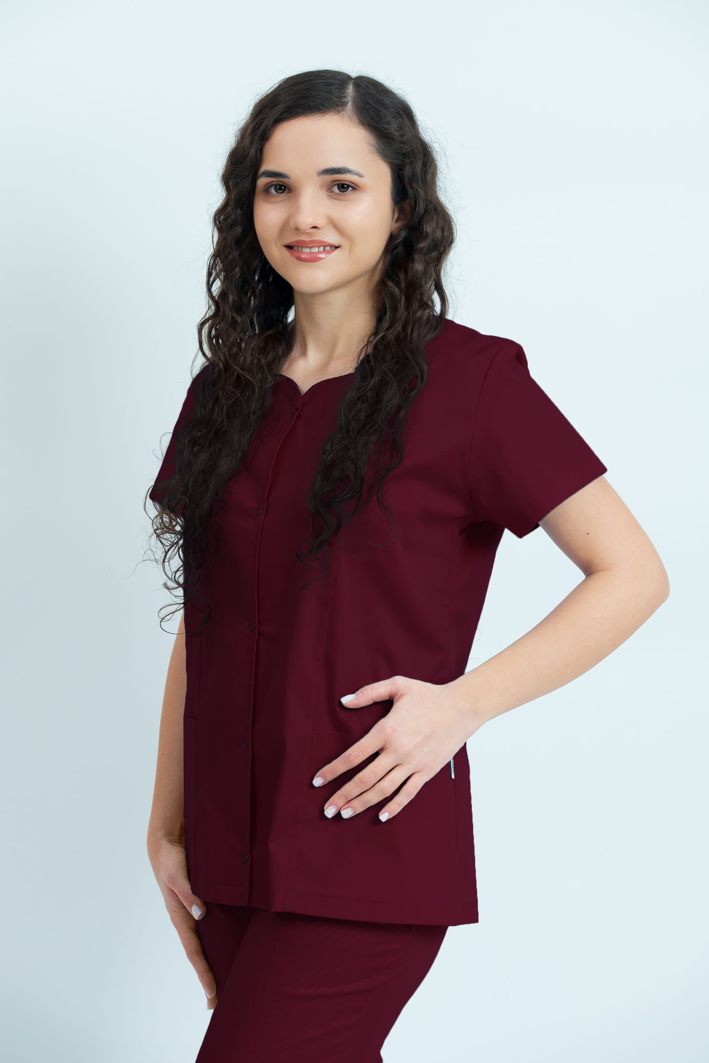 Bluză medicală Core Snap Dama - Burgundy