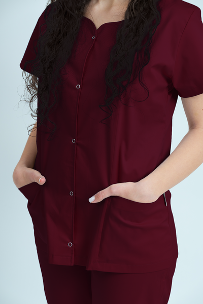 Bluză medicală Core Snap Dama - Burgundy