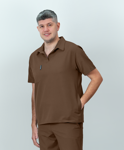 Bluză medicală Signature Polo Barbat - Cocoa