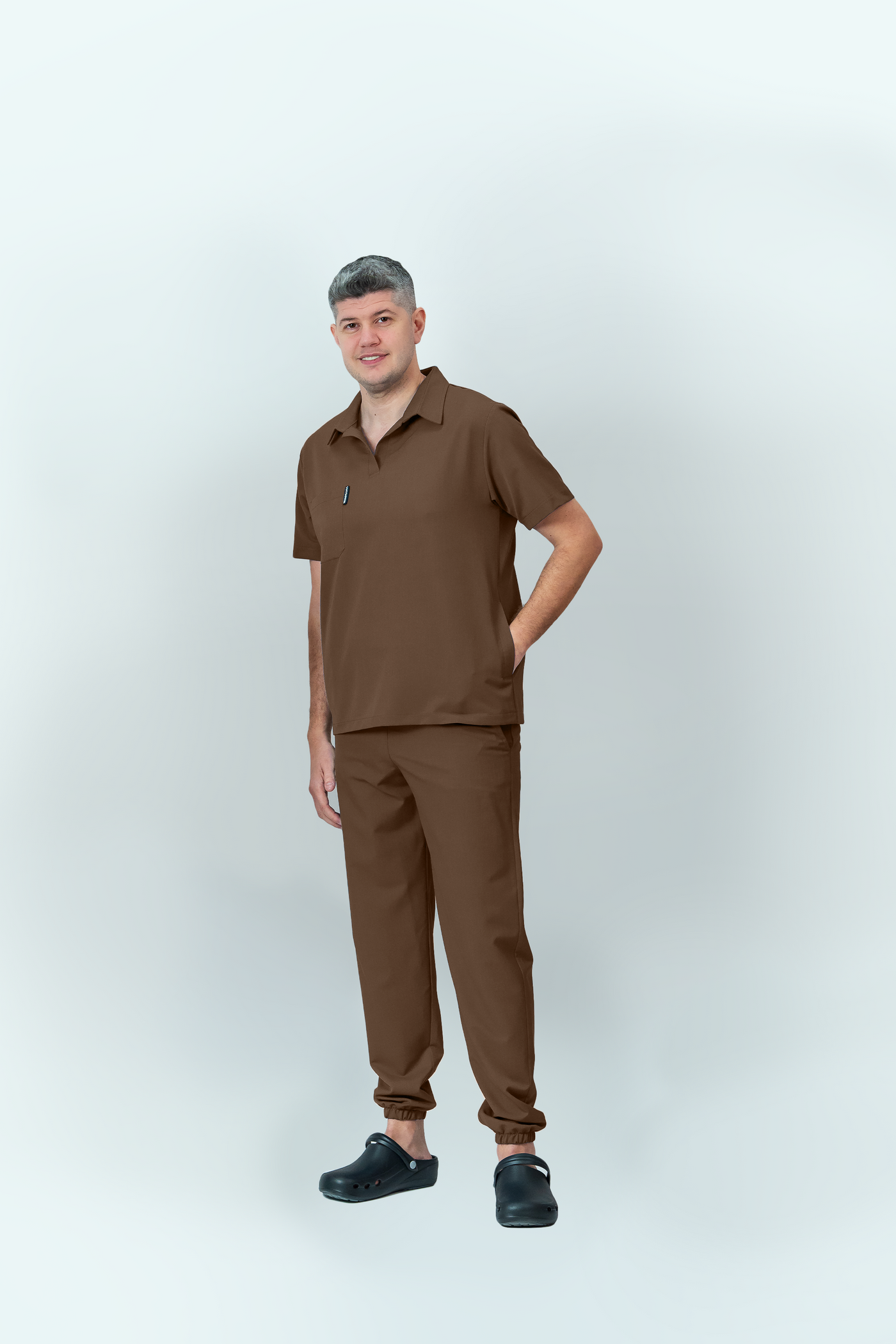 Costum medical Signature Polo Barbat - Cocoa