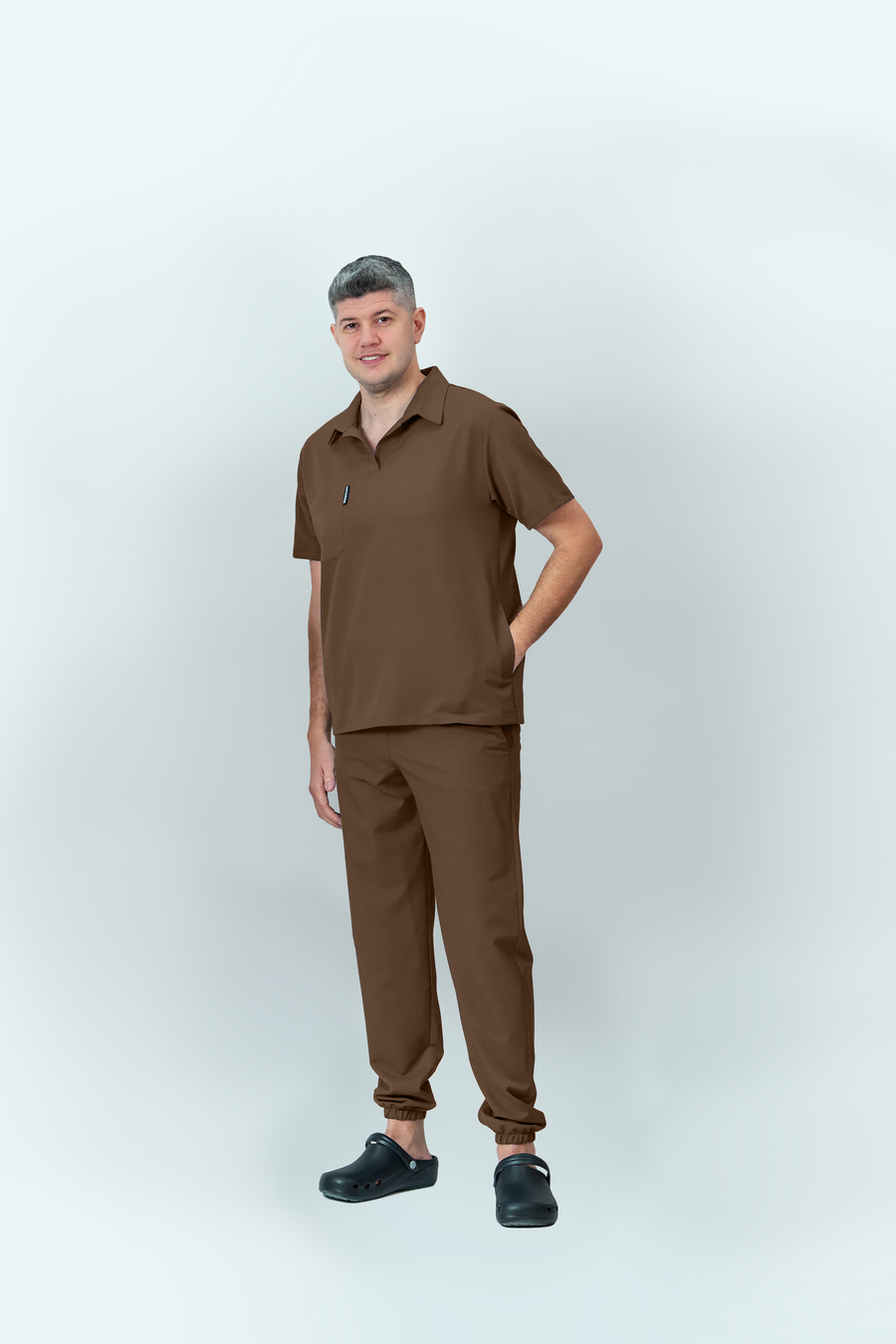 Costum medical Signature Polo Barbat - Cocoa