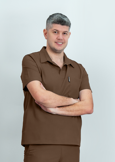 Bluză medicală Signature Polo Barbat - Cocoa