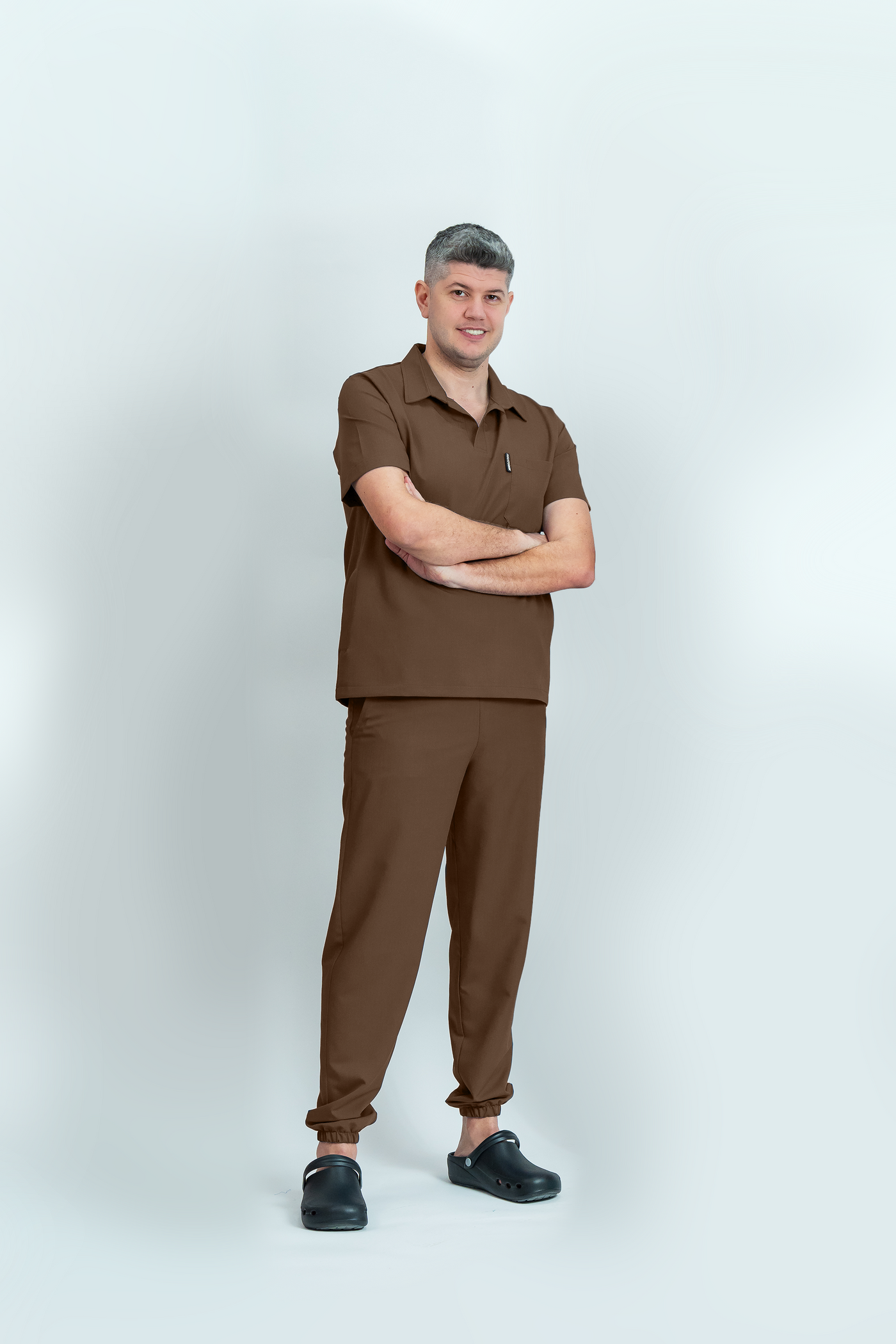 Costum medical Signature Polo Barbat - Cocoa