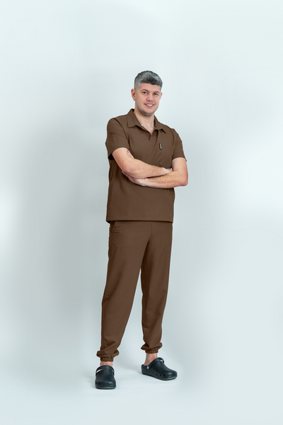 Costum medical Signature Polo Barbat - Cocoa
