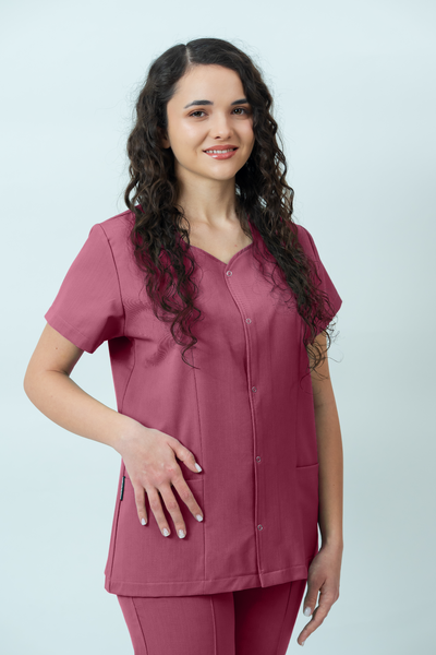 Bluză medicală Signature Snap Dama - Dusty Rose