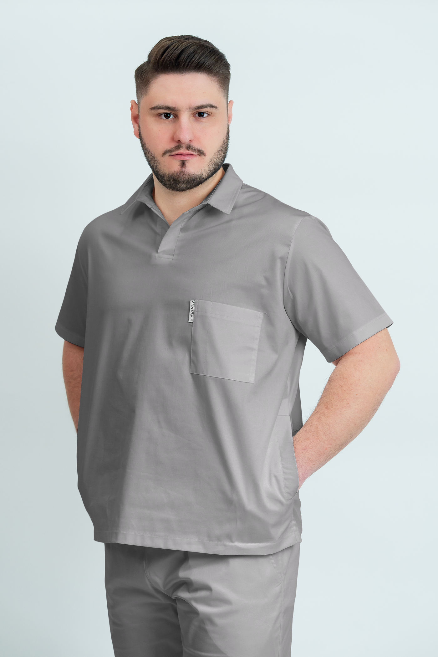 Bluză medicală Core Polo Barbat - Pale Grey