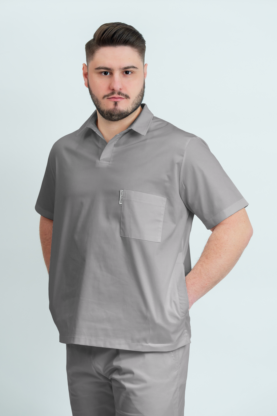 Bluză medicală Core Polo Barbat - Pale Grey