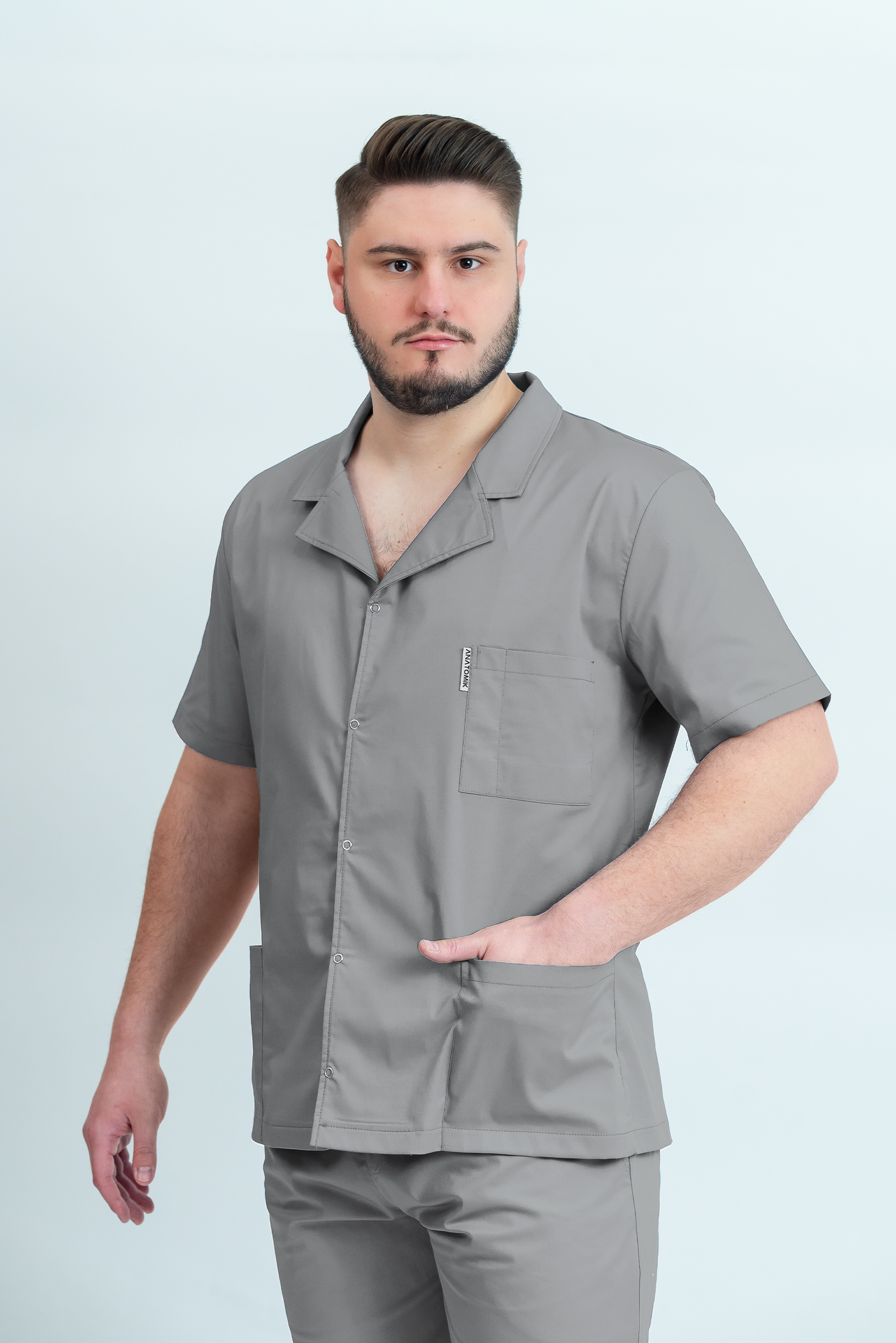 Bluză medicală Core Rever Barbat - Pale Grey