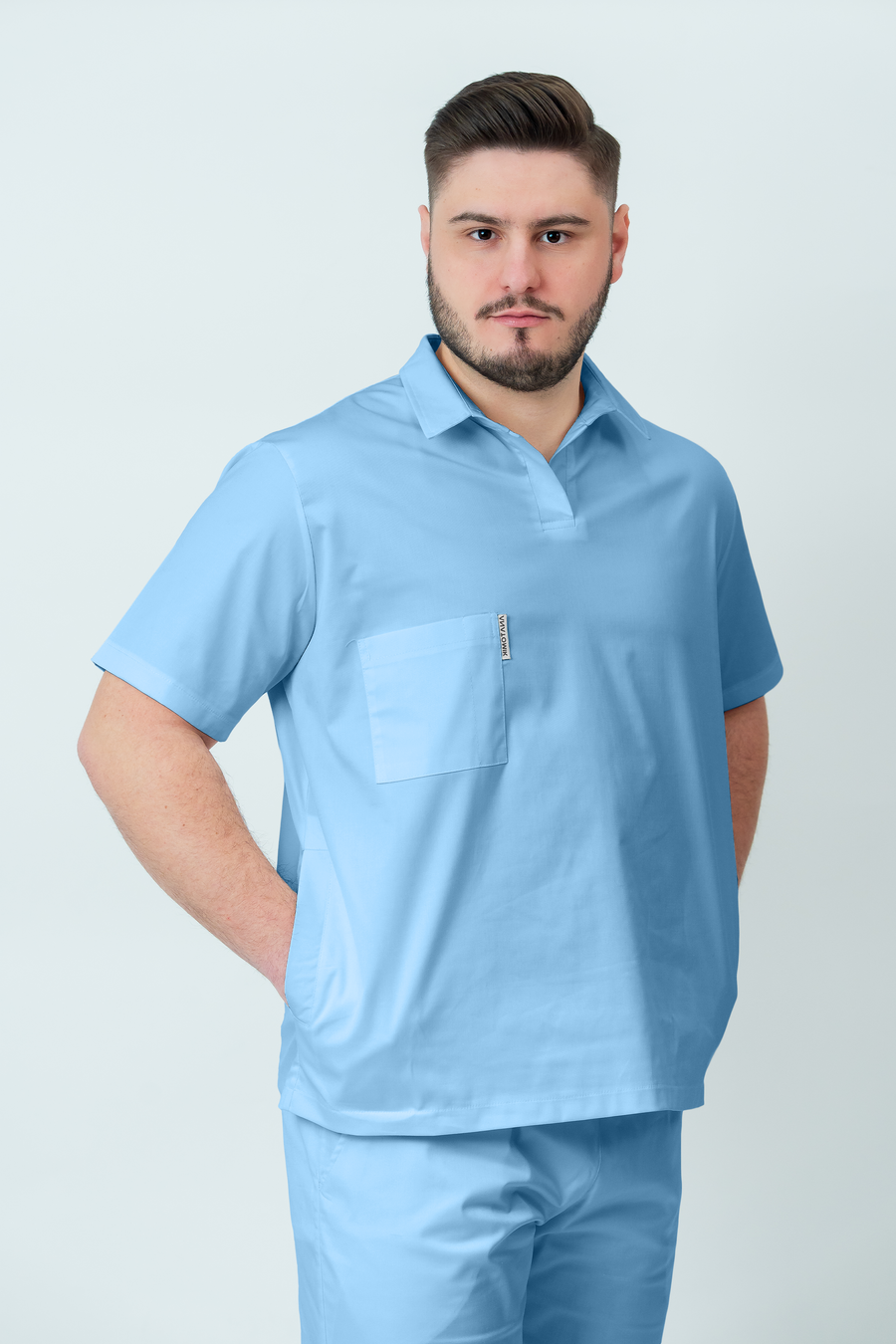 Costum medical Core Polo Barbat - Sky