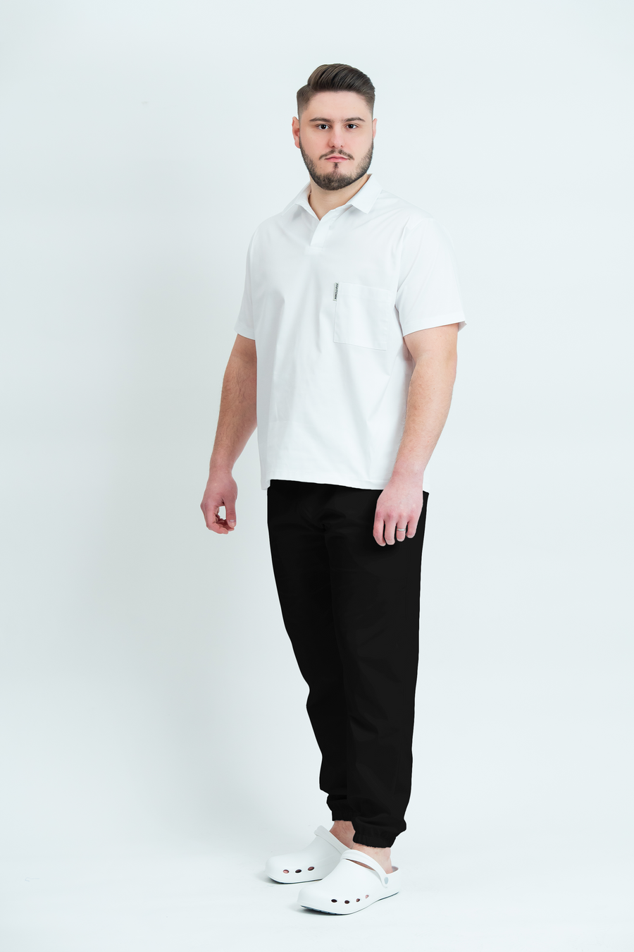 Costum medical Core Polo Barbat - White