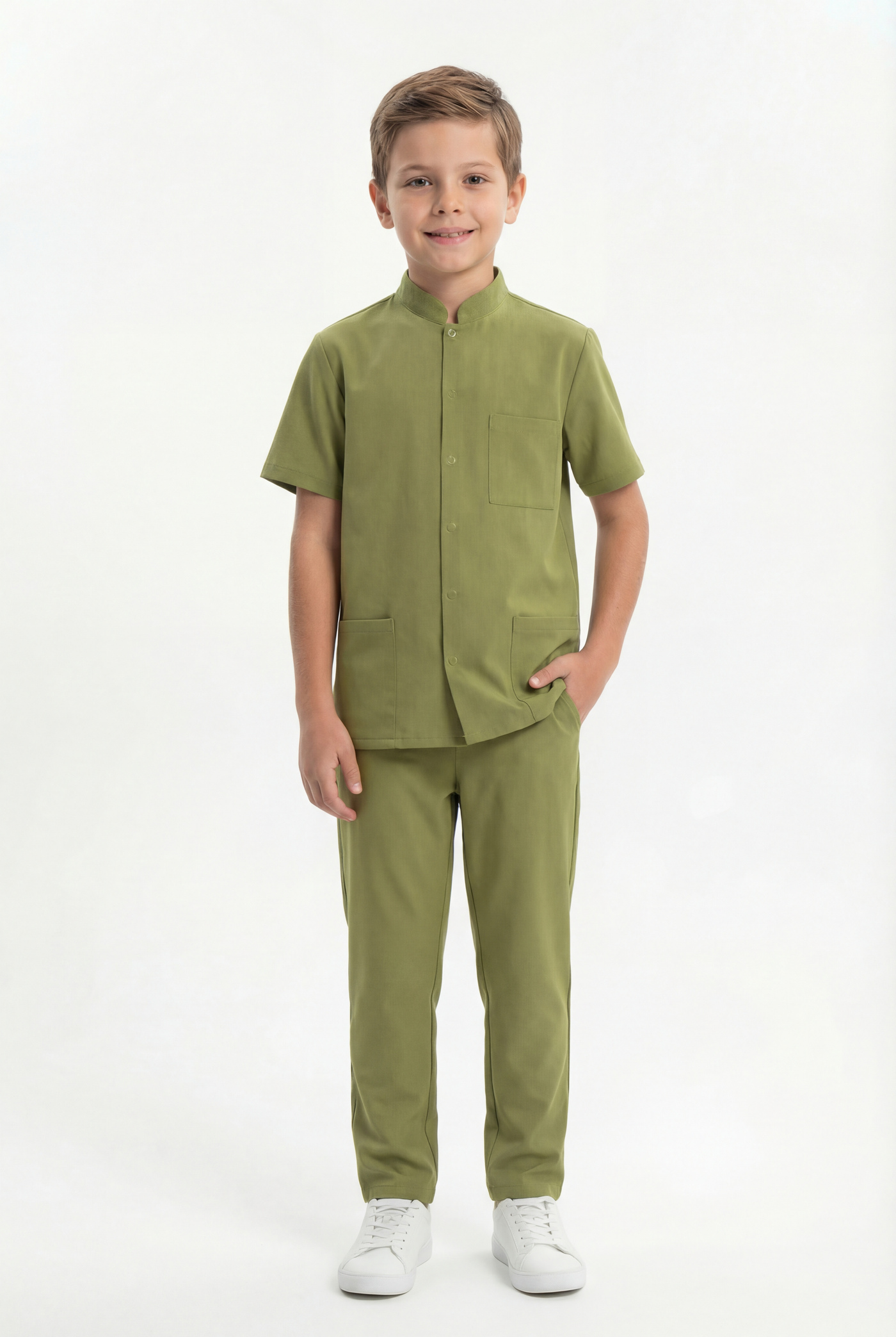 Costum medical Signature Snap Băieți - Olive