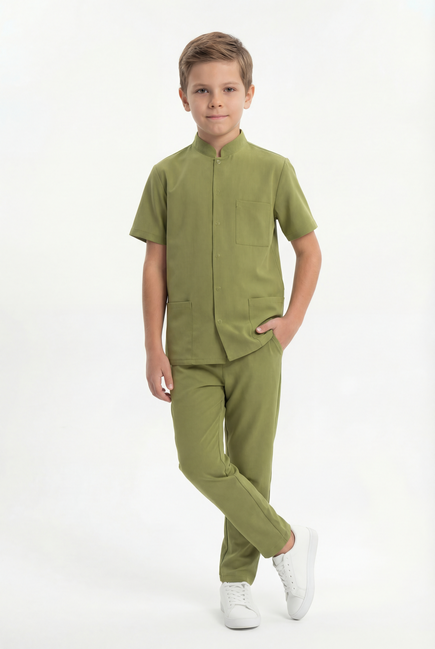 Costum medical Signature Snap Băieți - Olive